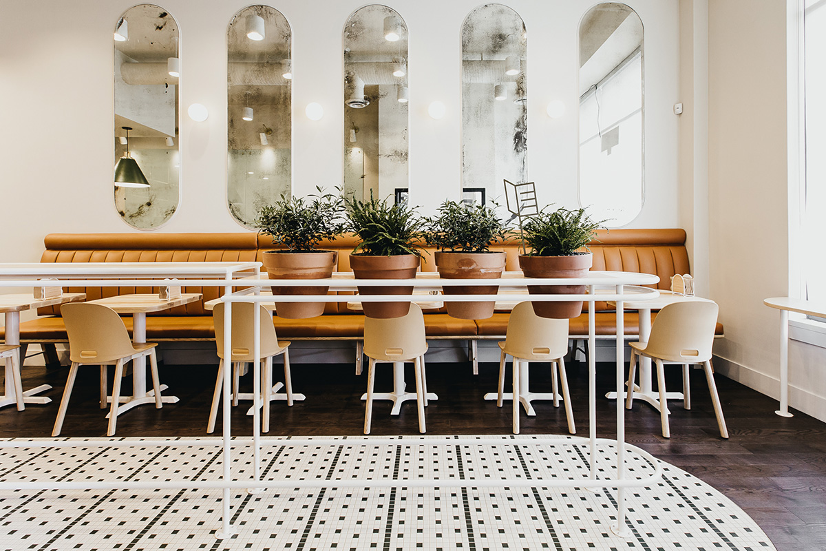 Gray Olive Cafeteria interior showing customer seating area