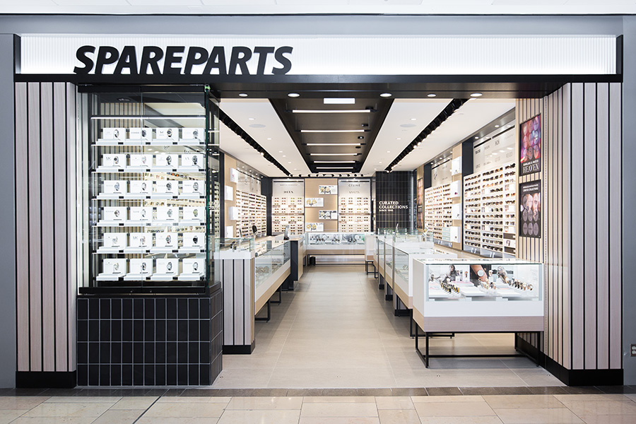 Eyewear retailer Spareparts store exterior, designed by Cutler Interior Design