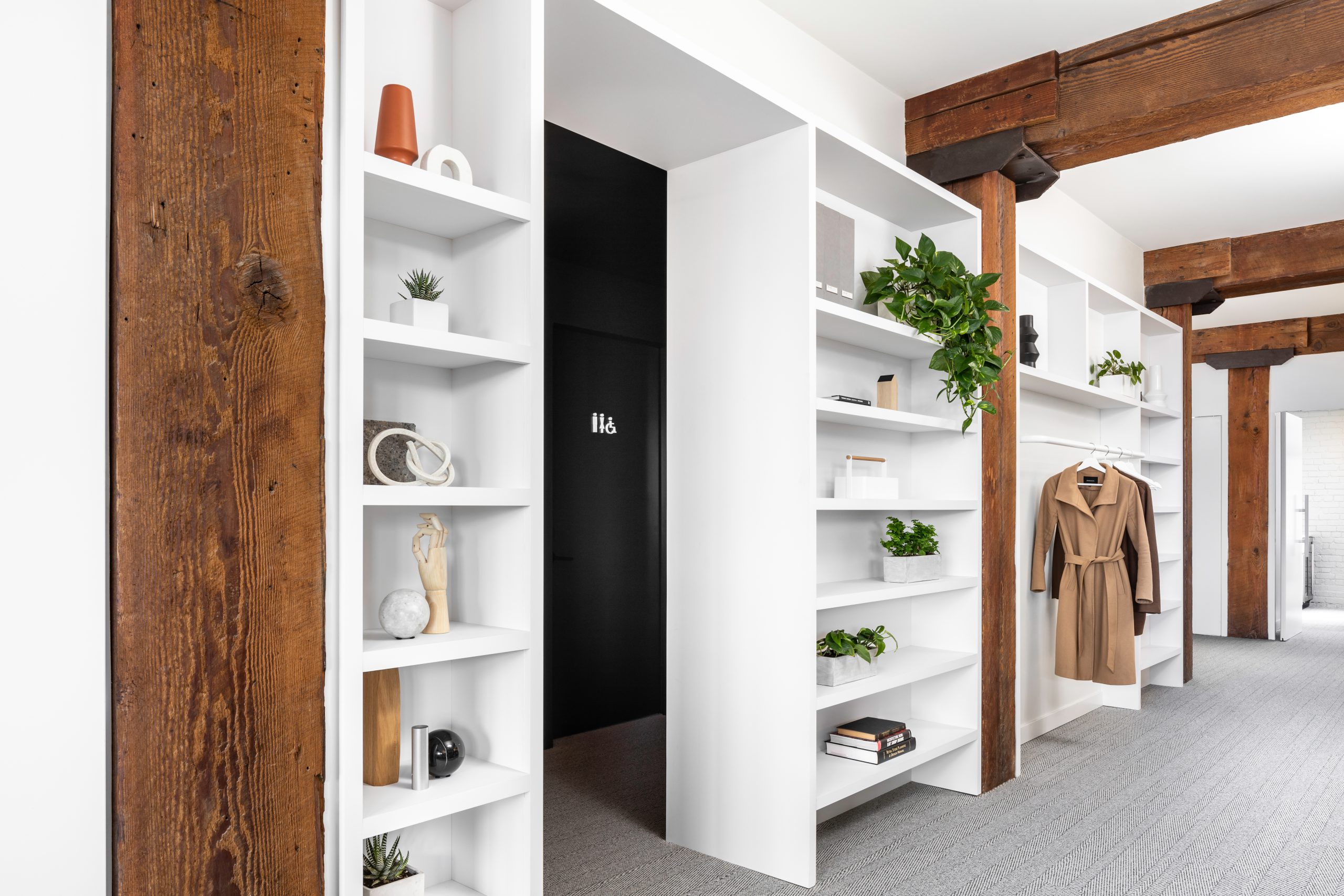 Shelving and Coat Area, Head Office Interior Design, Cutler Studio in Vancouver BC, by Cutler