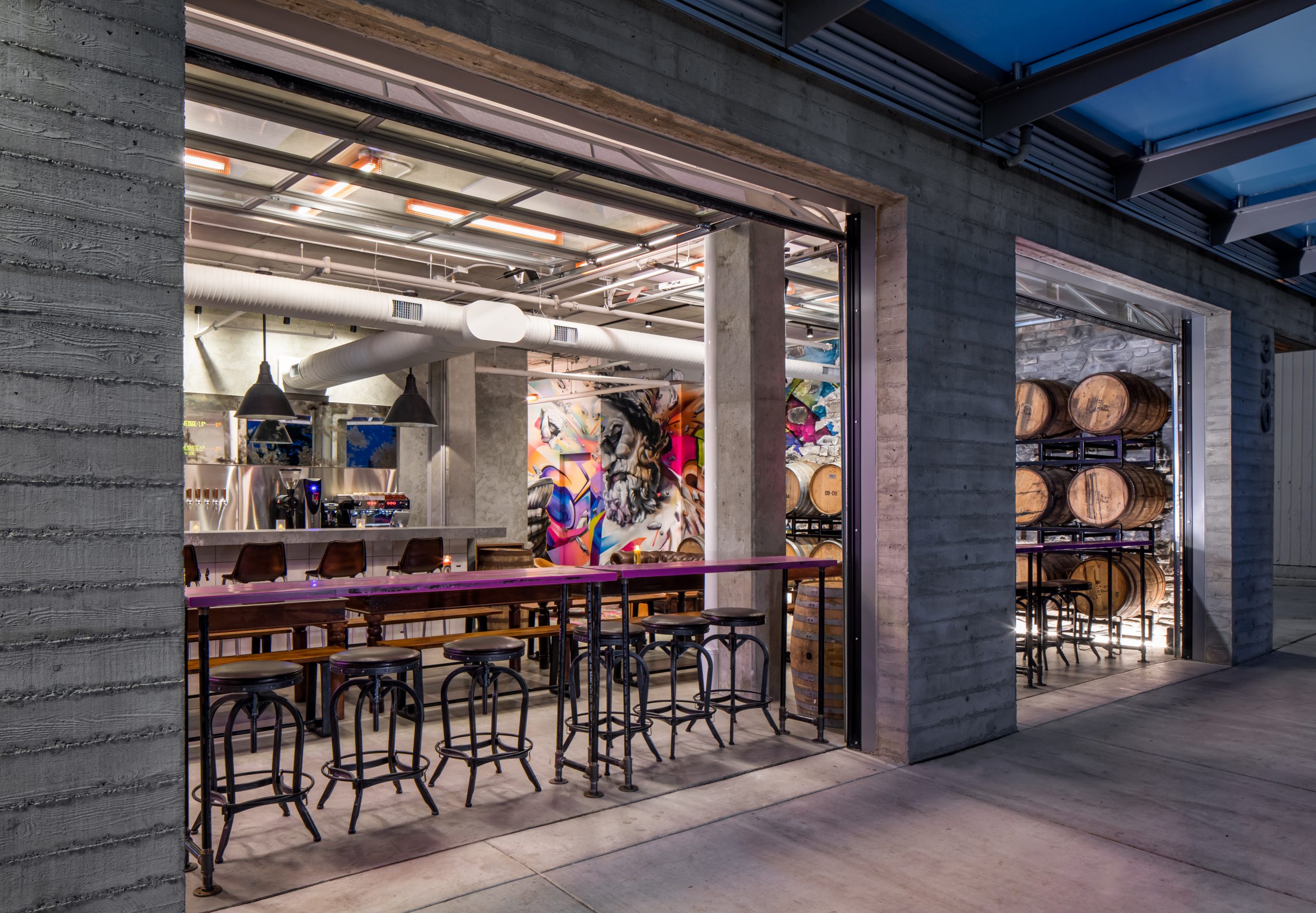 bar patio and chairs, Bar Interior Design, House of Funk Brewery in North Vancouver BC, by Cutler