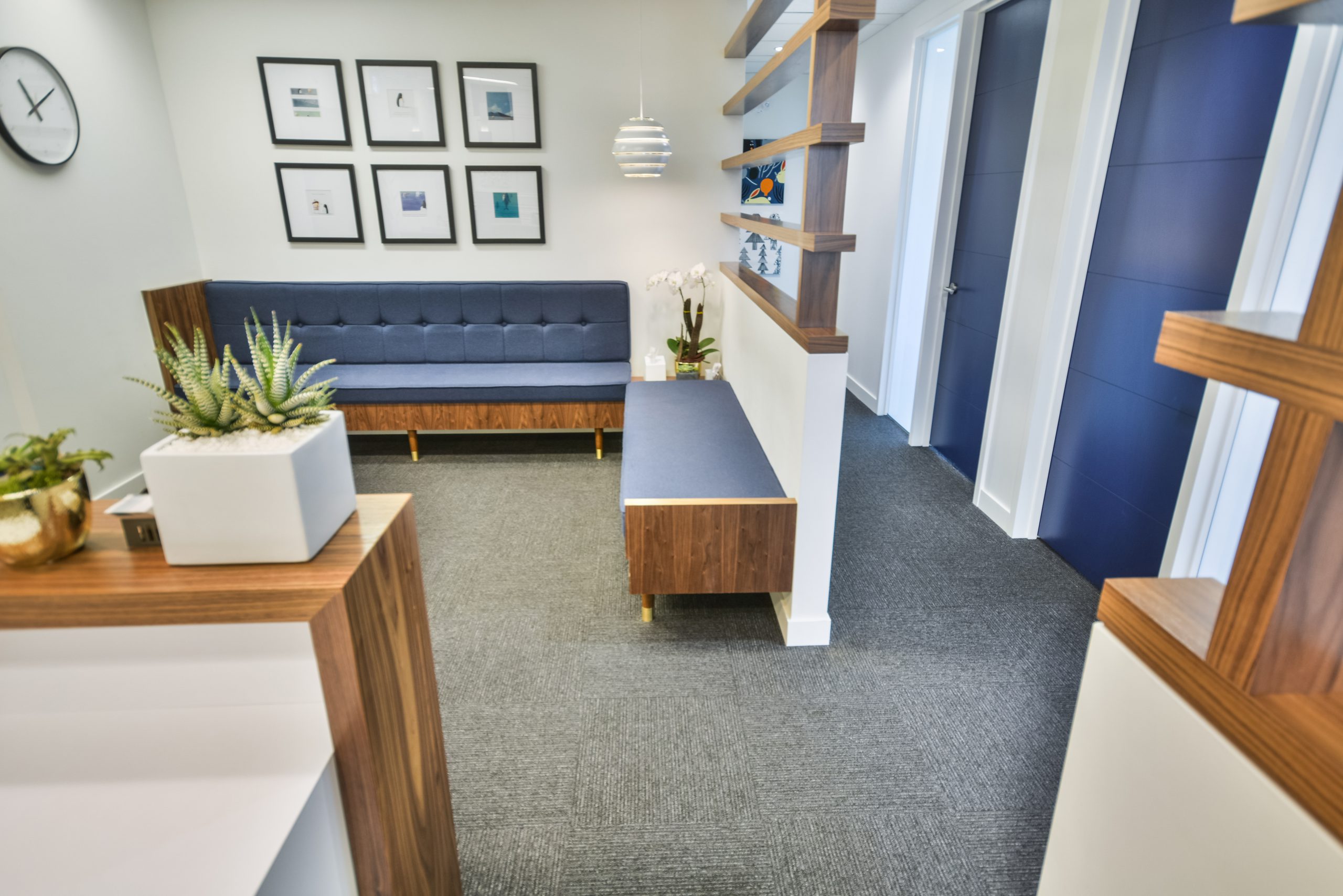 Customer waiting area in a dental health office, designed by Cutler