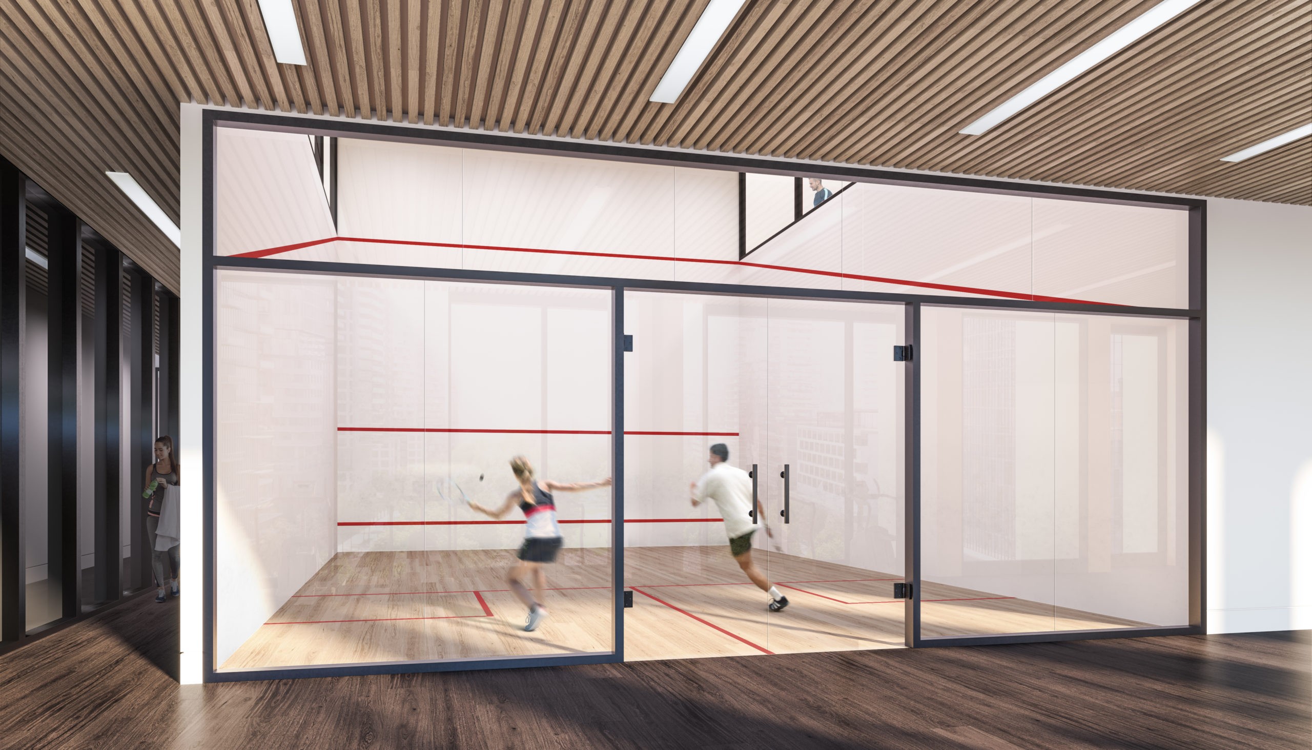 Transit City Amenity Centre in Toronto ON Fitness Amenity Centre Design Racketball court interior design by Cutler