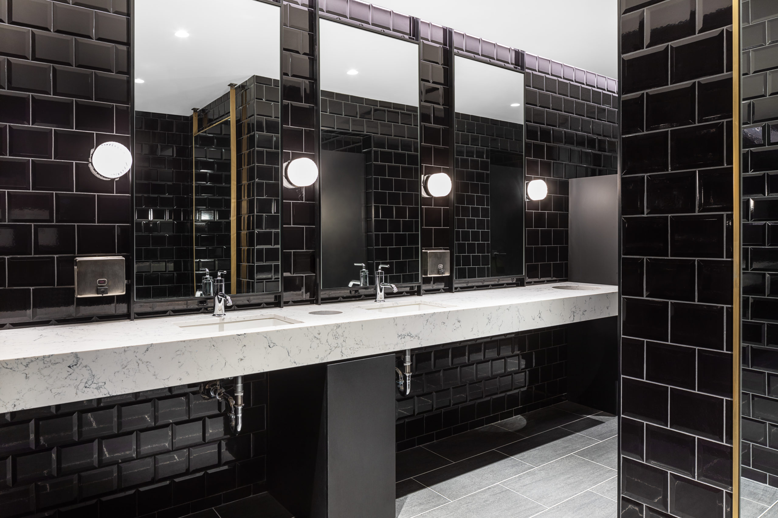 Gym bathroom classy interior, Fitness & Gym Design, Rumble Boxing Studio in Vancouver  BC, by Cutler