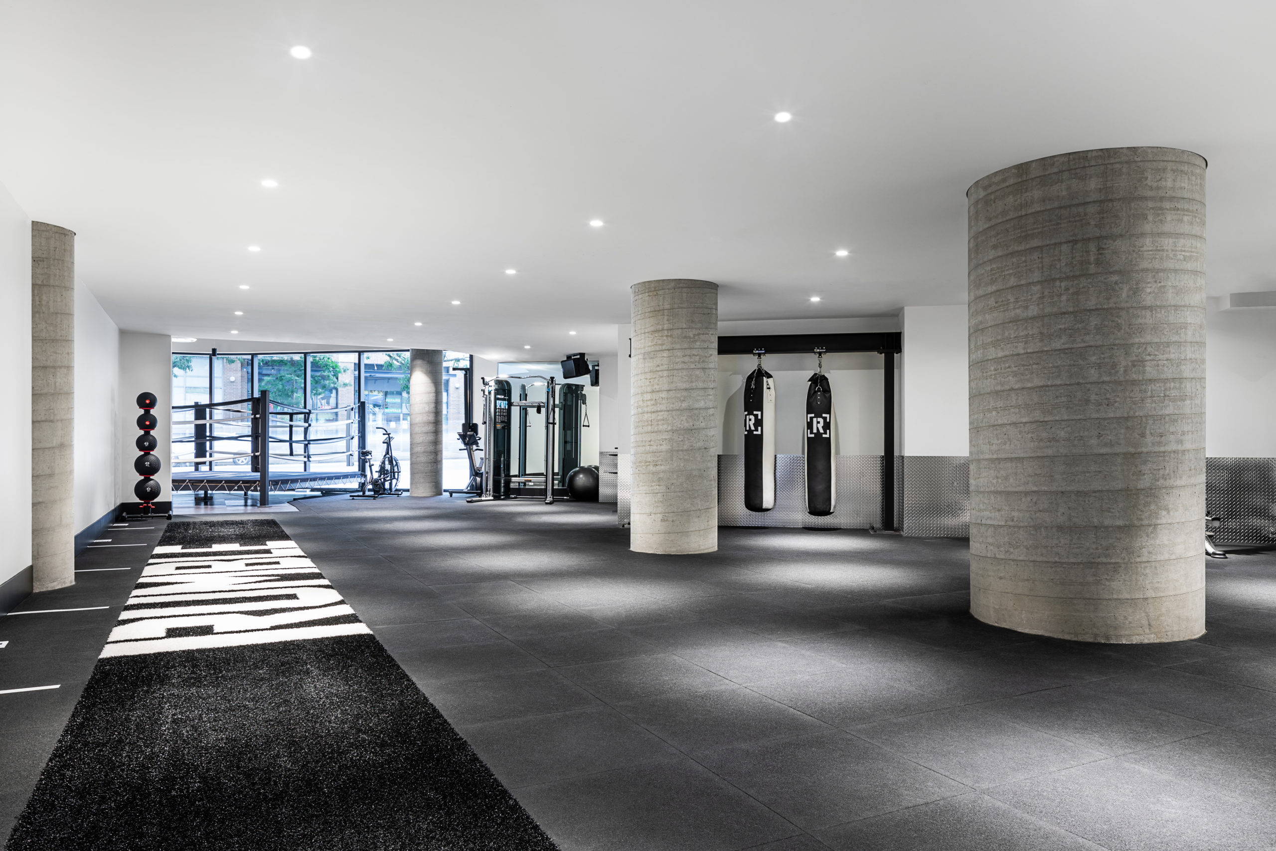 Fitness lobby design, Fitness & Gym Design, Rumble Boxing Studio in Vancouver  BC, by Cutler