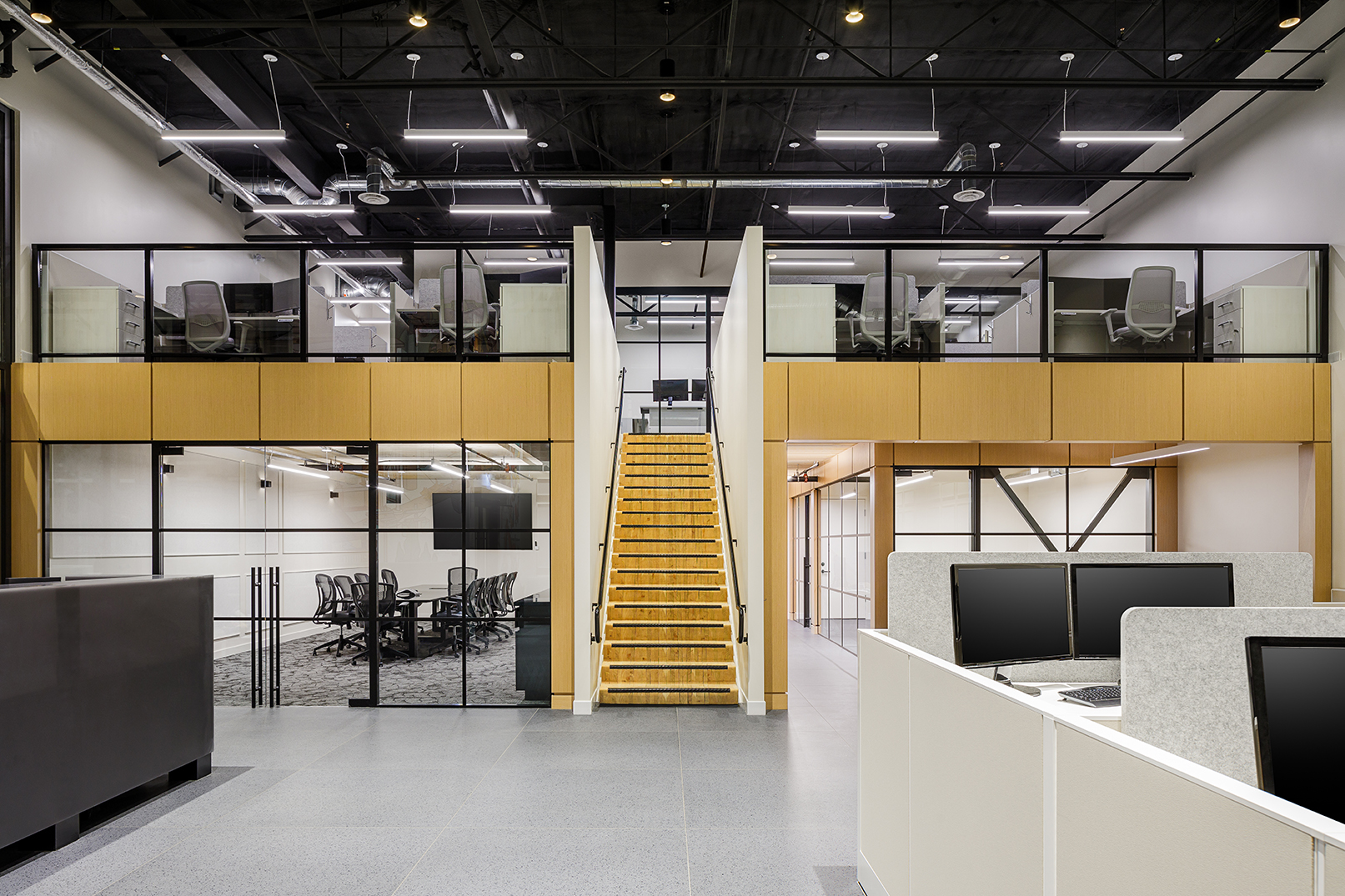 Stairs balcony boardroom workstation, , Kindred Construction in Vancouver BC, by Cutler