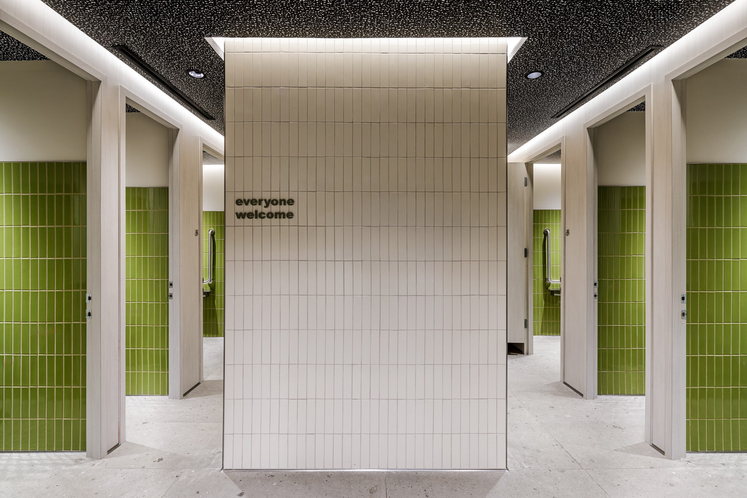 Washroom, tile, stalls, , The Cultch in Vancouver BC, by Cutler
