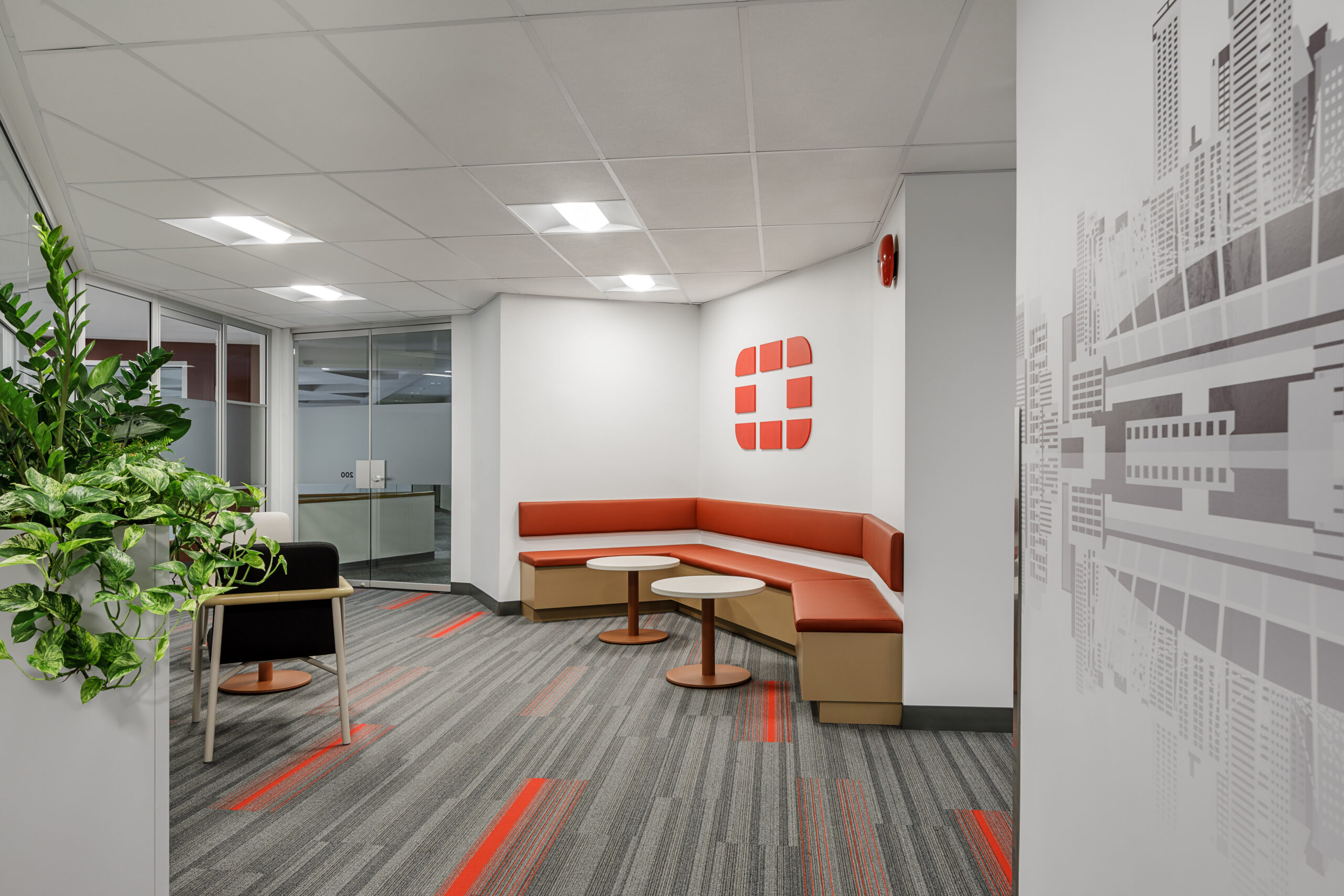 Biophilic elements in a Metro Vancouver office with greenery, warm materials and daylight, designed by Cutler